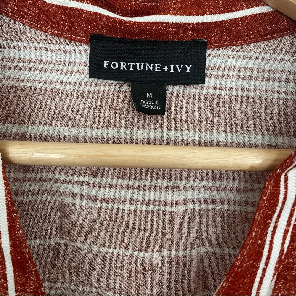 NWOT Rust 3/4 Sleeve Button Down Shirt with Tie Front - Picture 6 of 7